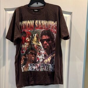 Denion Sanders Brown Graphic T-Shirt Size Large New